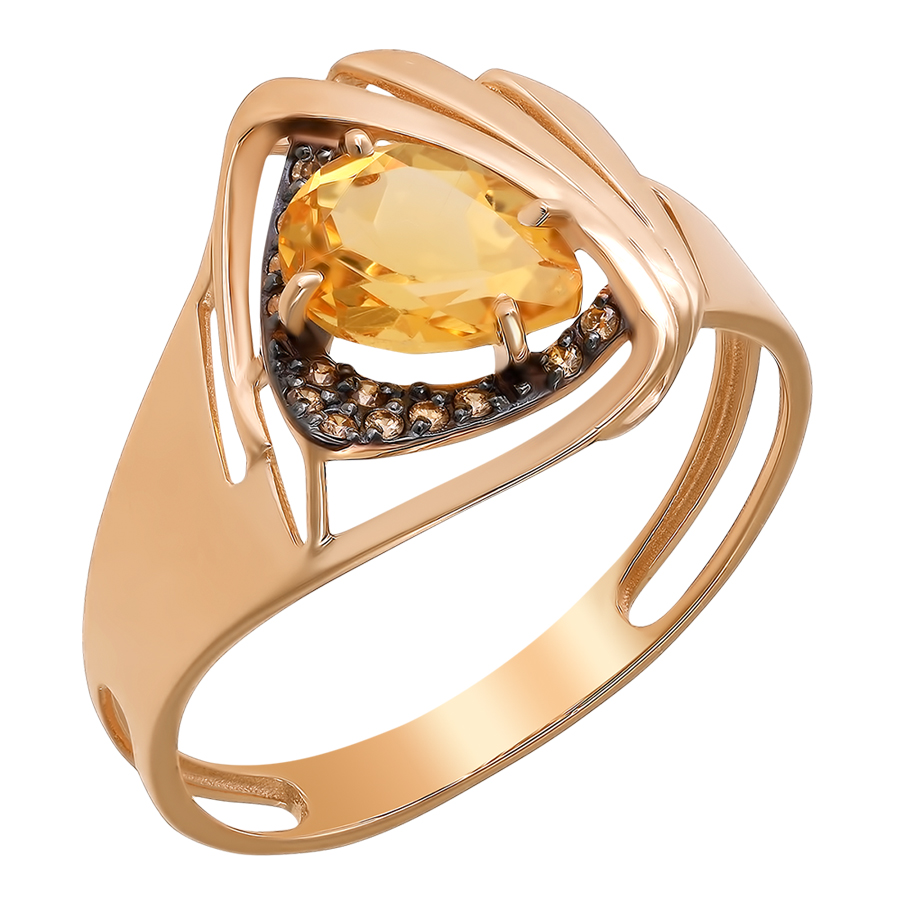 Кольцо, золото, цитрин, кл4005-6-01